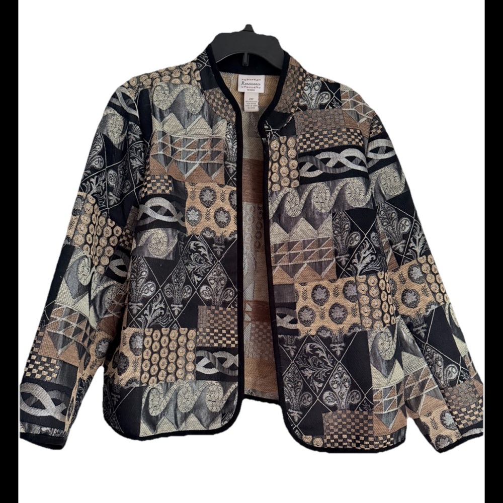 RENAISSANCE Women’s Tapestry Brn/Blk/Beige Jacket Sz 2XP